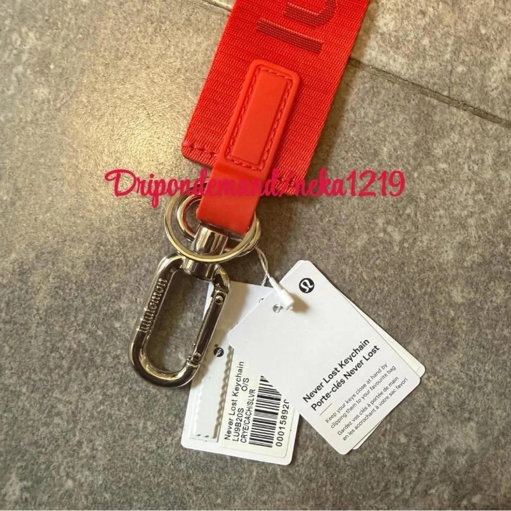 Lululemon Never Lost Keychain- Cherry Ember/Cranberry Charm/Silver